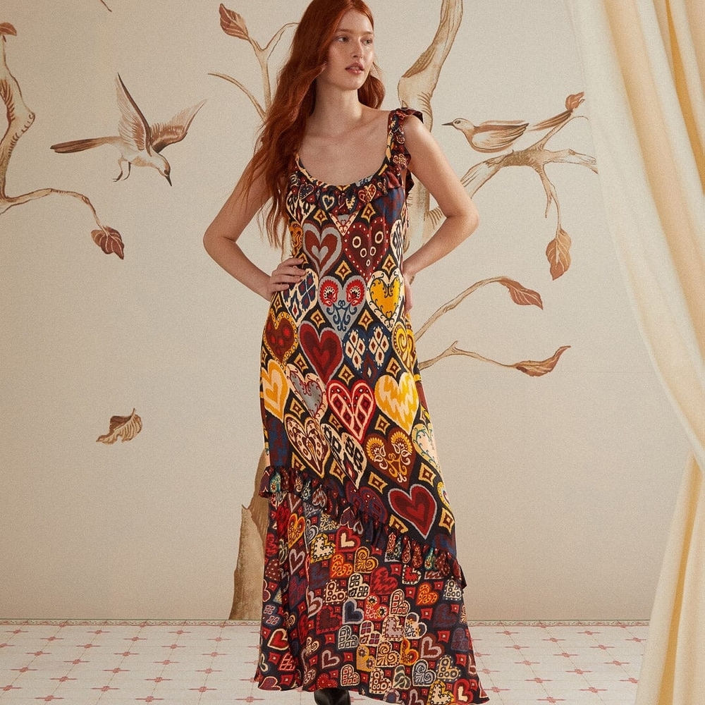 FARM Rio Multicolor Heart Maxi Dress